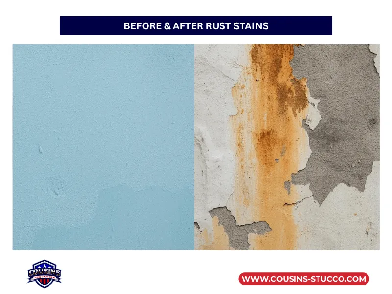 BEFORE & AFTER RUST STAINS of your Stucco