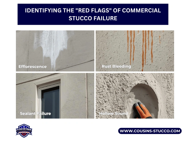 Identifying the _Red Flags_ of Commercial Stucco Failure_ Efflorescnce, Rust Bleeding, Sealant Failure, Hollow Sound